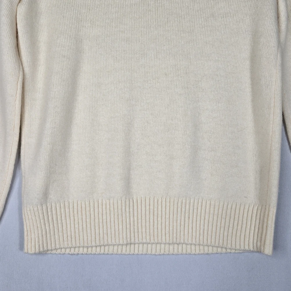 J. Crew Ivory Sweater Lambswool Blend Crew Neck Retro Rhinestone Trim Womens XS